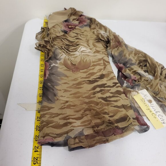 New York City Design Co Womens Silk Forest Fairy Top Size M Brown Whimsical - Picture 9 of 11